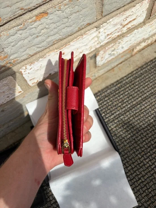 Prada Saffiano Leather Compact Wallet (snap closure zip coin compartment) - Picture 7 of 12